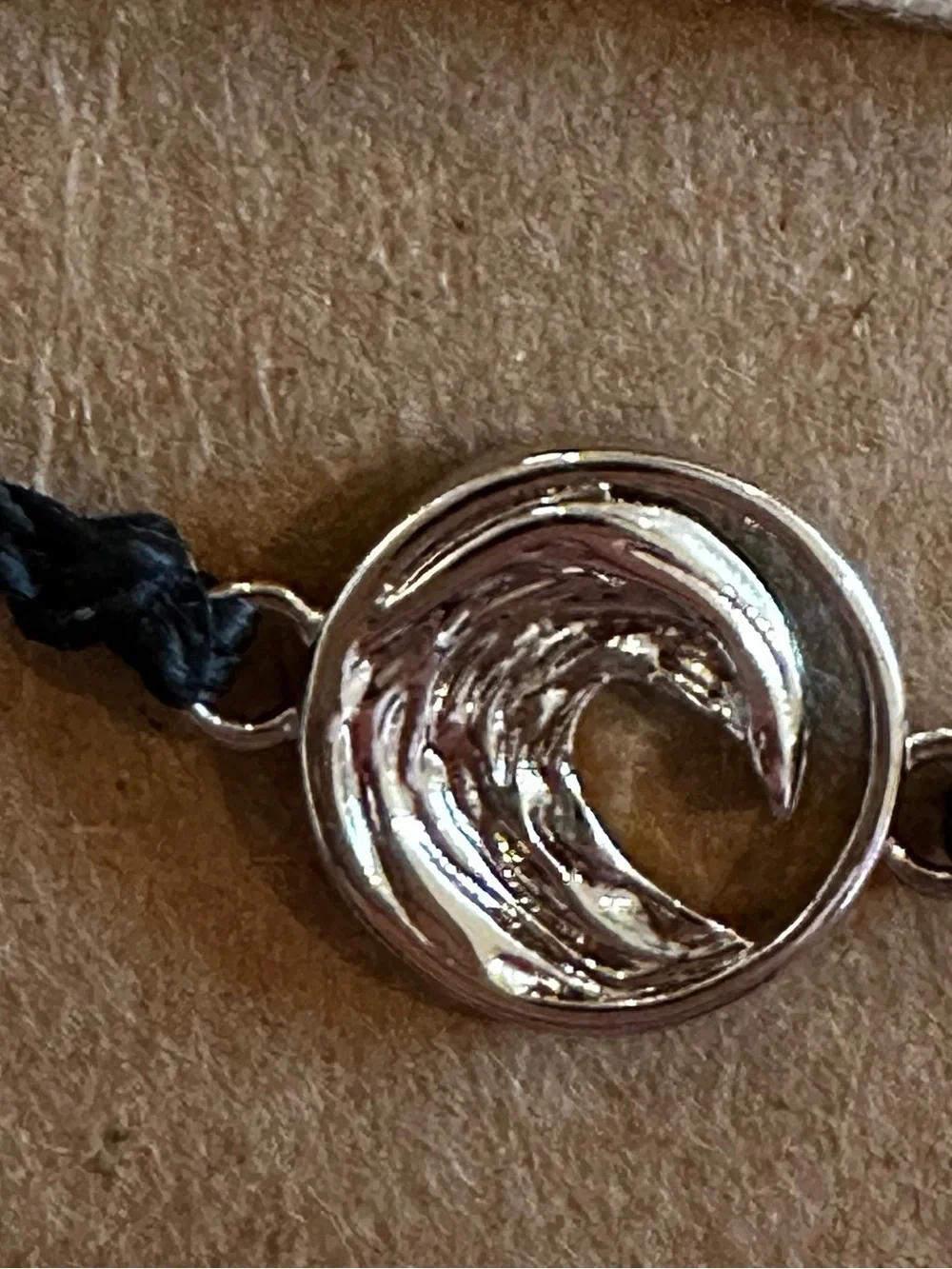 PURA VIDA Silver Swell Charm On Black Bracelet NEW Unisex Last one!
